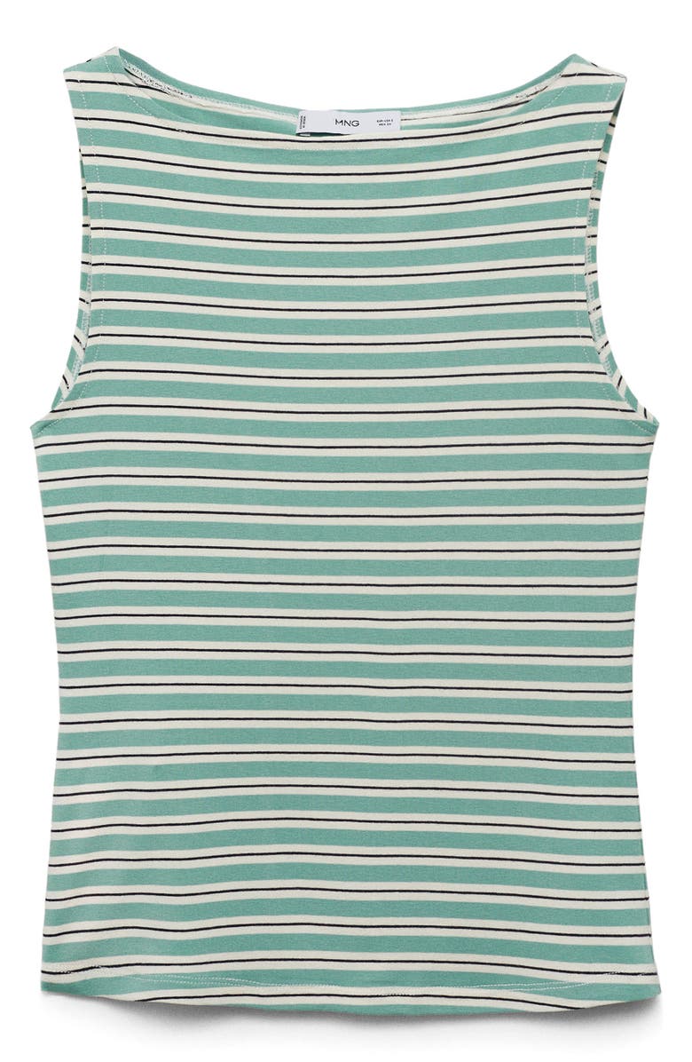 MANGO Stripe Boat Neck Tank Top, Alternate, color, Green