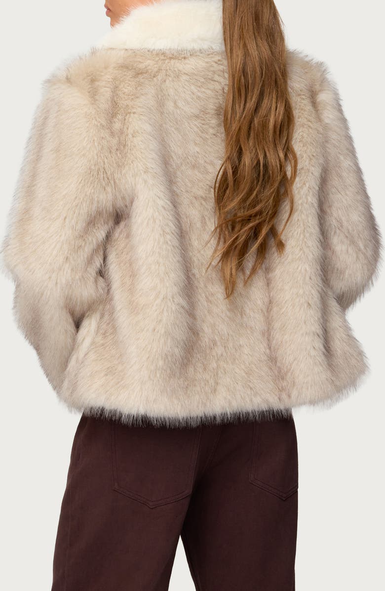 EDIKTED Contrast Collar Faux Fur Jacket, Alternate, color, Tan