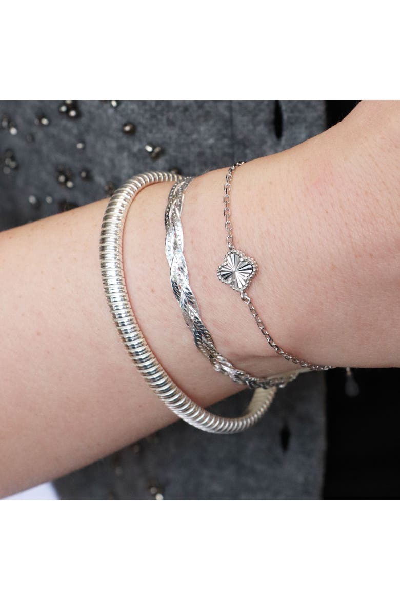 Ribbed Stretch Bangle, Alternate, color, Sterling Silver