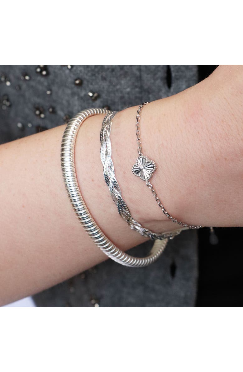 The Lovery Fine Jewelry Braided Herringbone Bracelet, Alternate, color, Sterling Silver