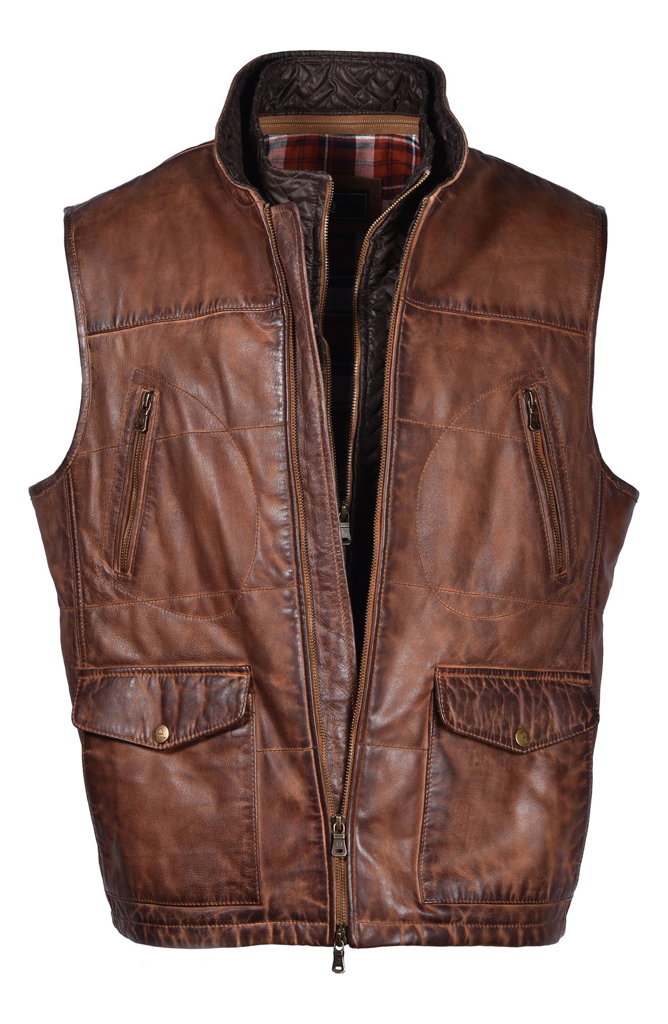 FLYNT Tumbled Leather Vest with Removable Liner