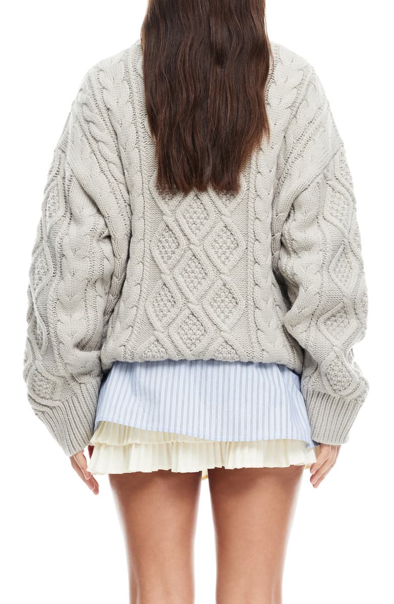 LIONESS Gigi Oversize Cable Stitch Sweater, Alternate, color, Cloud