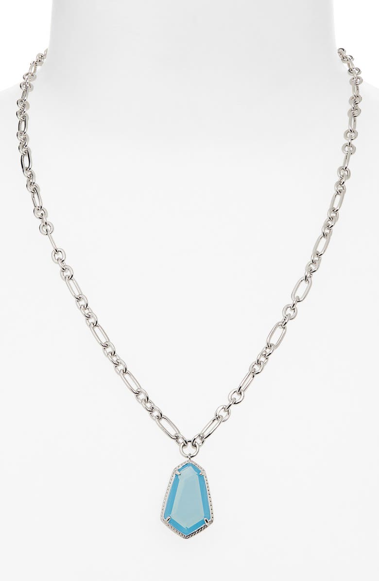 Kendra Scott Alexandria Pendant Necklace, Alternate, color, Silver Light Blue Glass