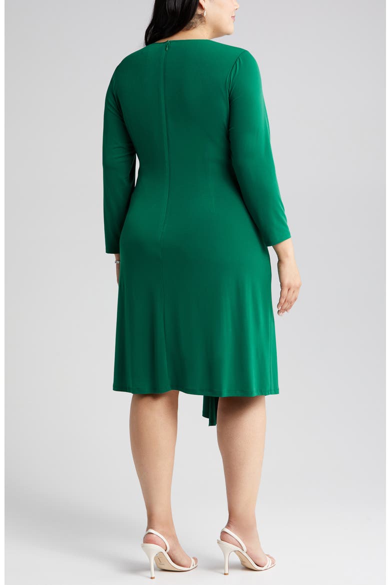 Long Sleeve Asymmetric Hem Jersey Dress, Alternate, color, EVERGREEN