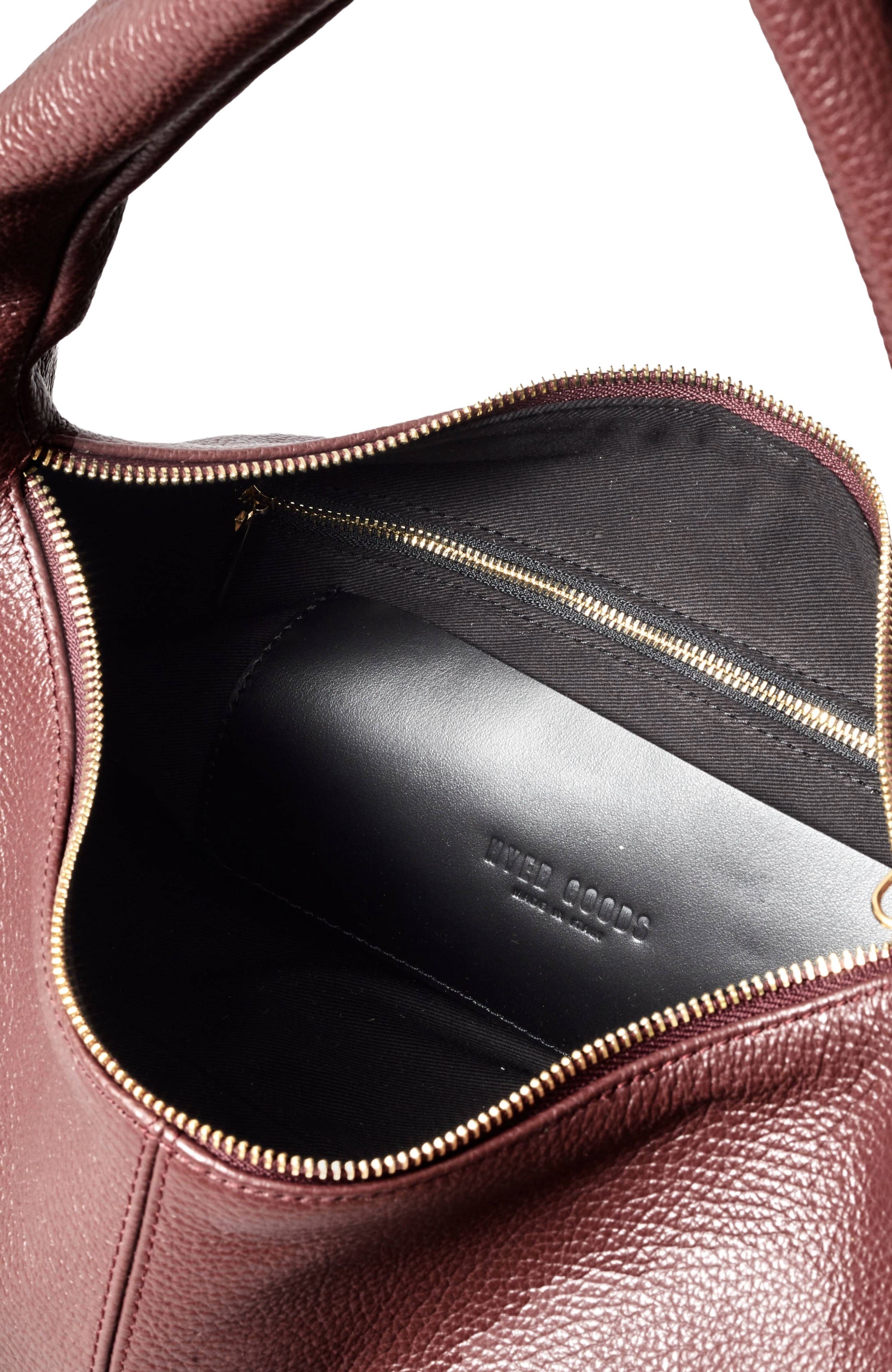 Leather Everday Shoulder Bag, Alternate, color, Burgundy