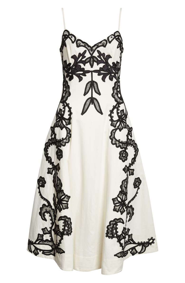 Ulla Johnson Miray Embroidered Sleeveless A-Line Midi Dress, Main, color, Anemone
