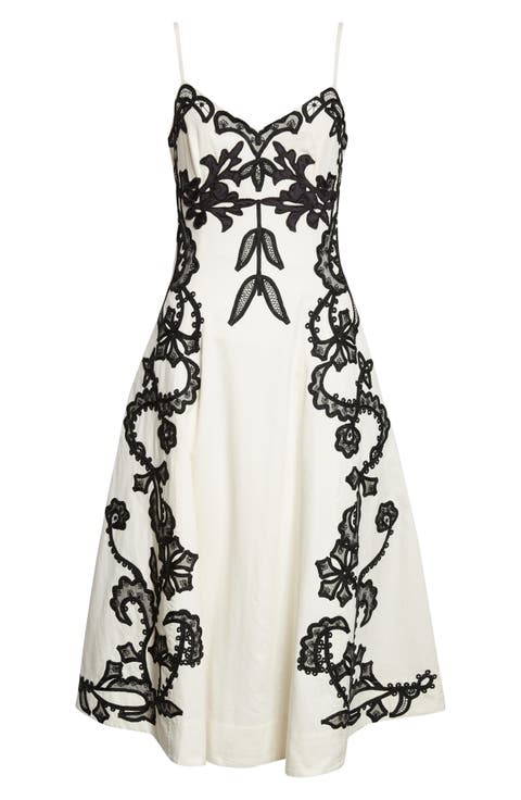 Miray Embroidered Sleeveless A-Line Midi Dress