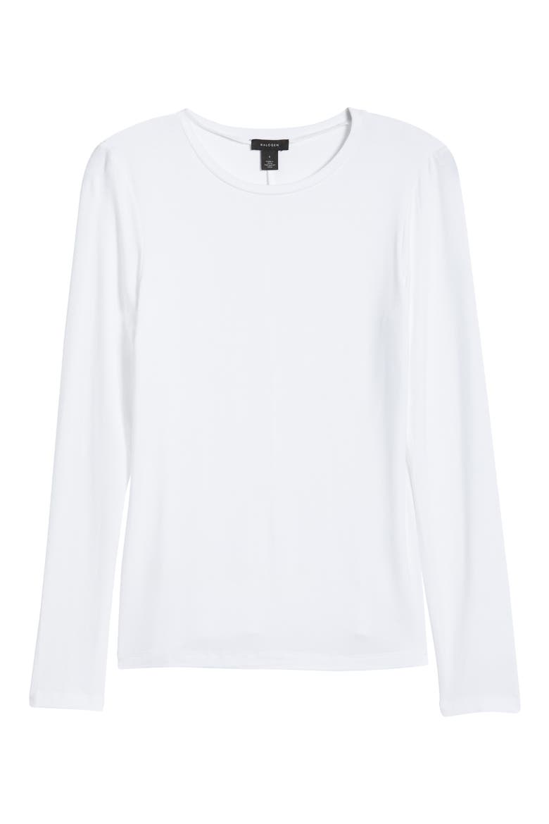 Crewneck Long Sleeve T-Shirt, Alternate, color, BRIGHT WHITE