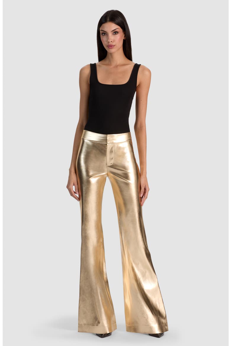 Andrew Faux Leather Flare Leg Pants, Alternate, color, GOLD