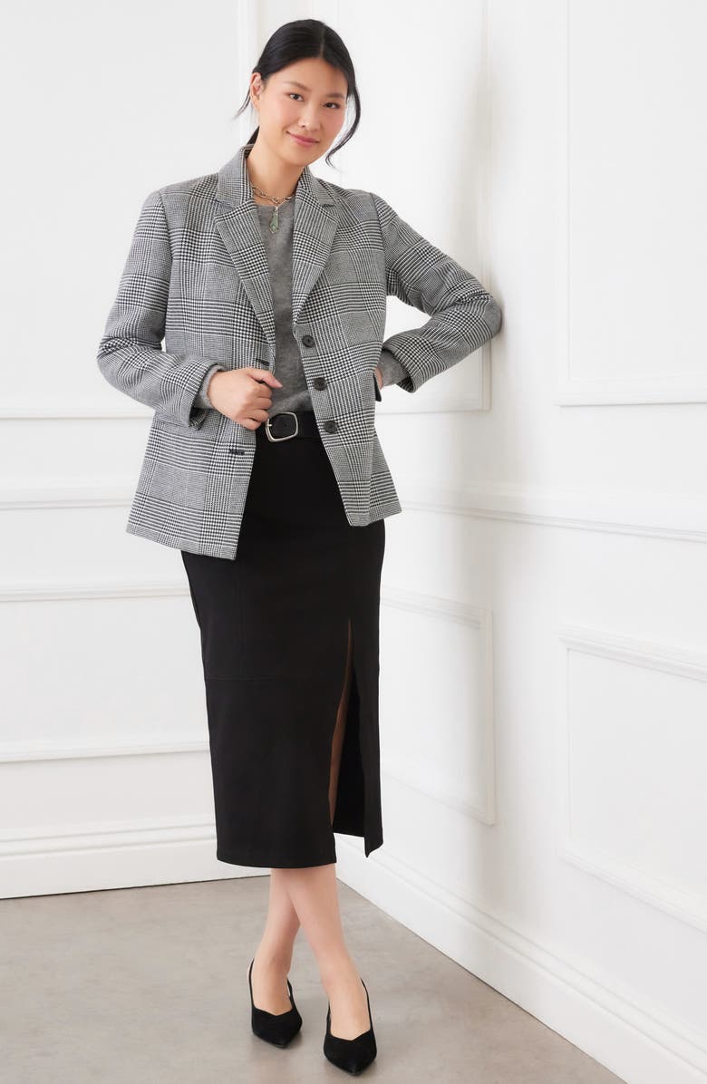 Karen Kane Houndstooth Blazer, Alternate, color, Black Off White