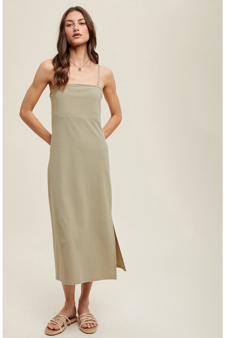 Knit Midi Dress, Alternate, color, KHAKI