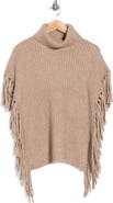 T Tahari Fringe Trim Turtleneck Sweater