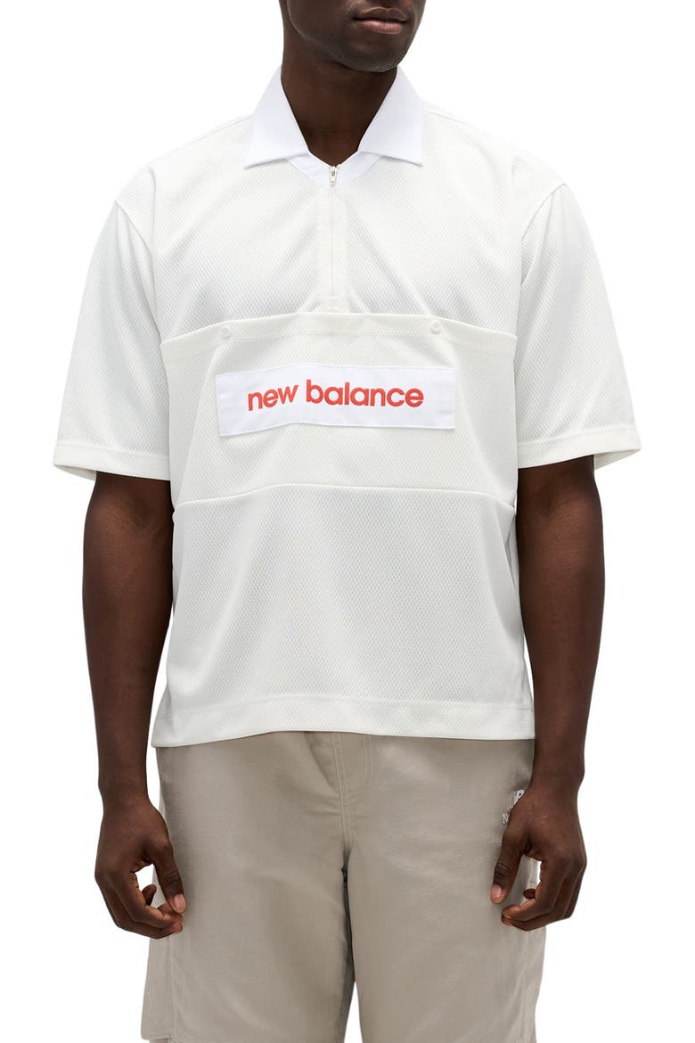 Made in USA Relaxed Mesh Zip Polo, Main, color, SEA SALT