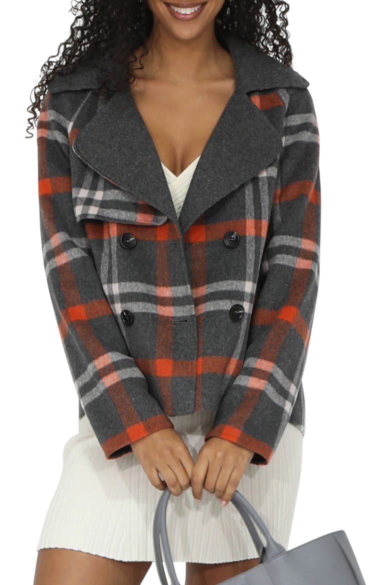 I'm Yours Plaid Wool Blend Peacoat, Alternate, color, CHARCOAL PLAID