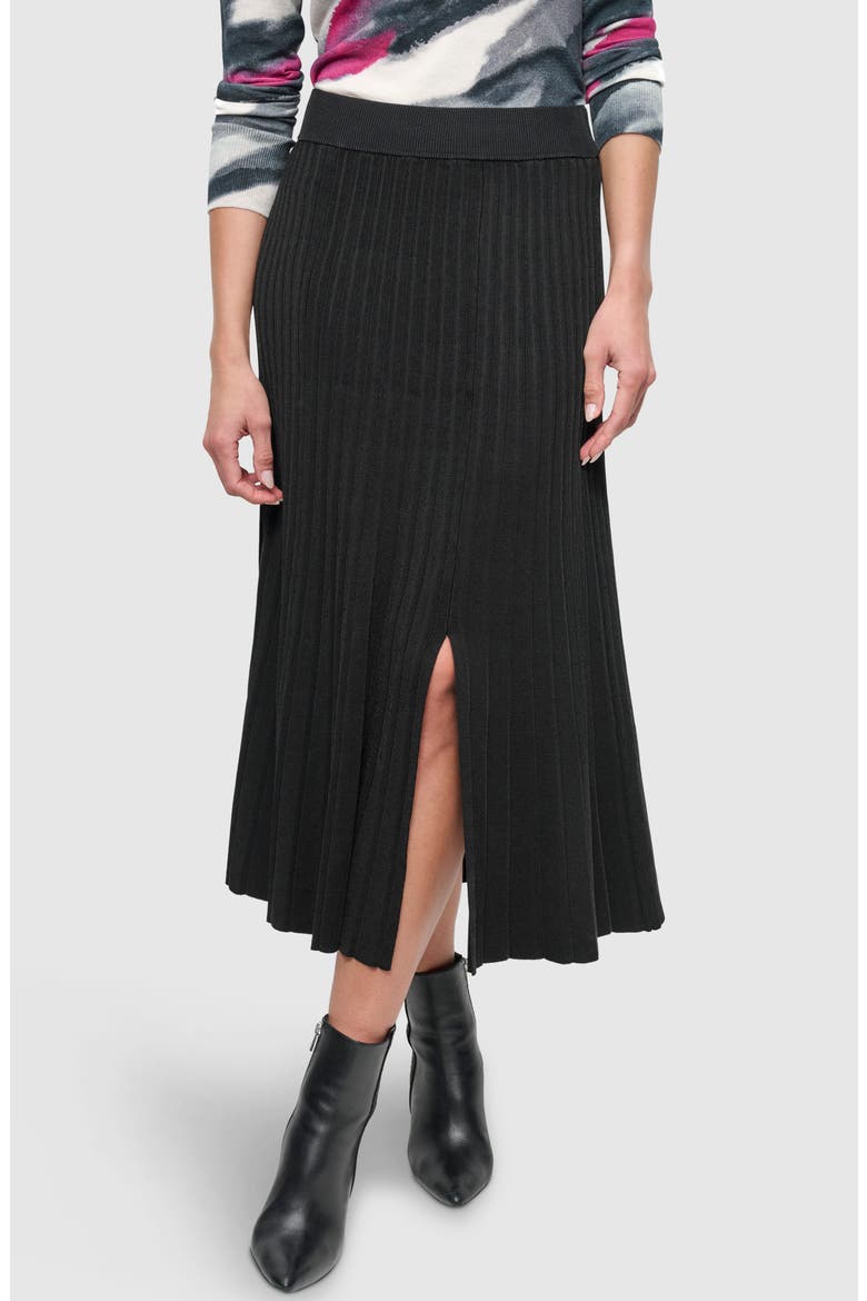 Rib Sweater Skirt, Main, color, BLACK