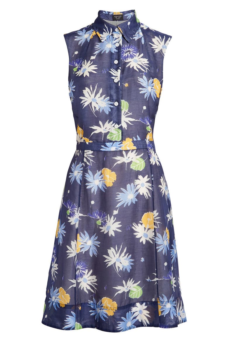 'Derine' Floral Print Sleeveless Dress, Alternate, color, NAVY MULTI