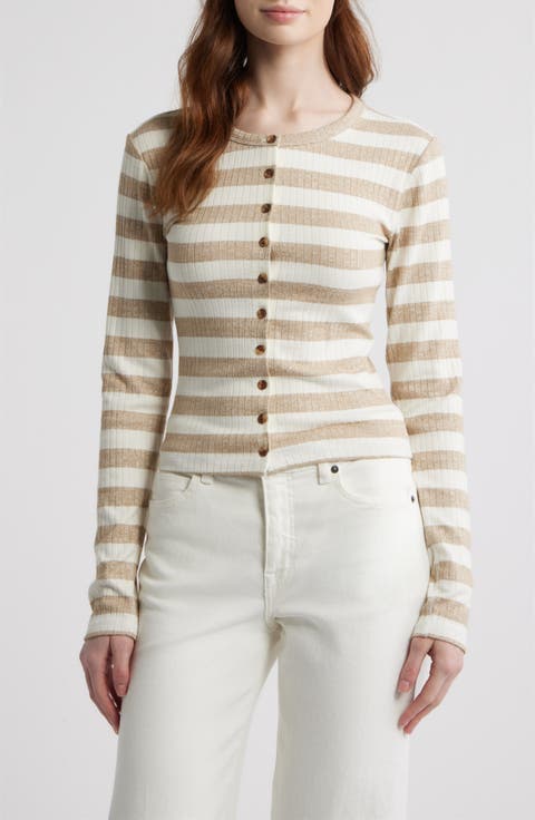 Stripe Rib Cardigan