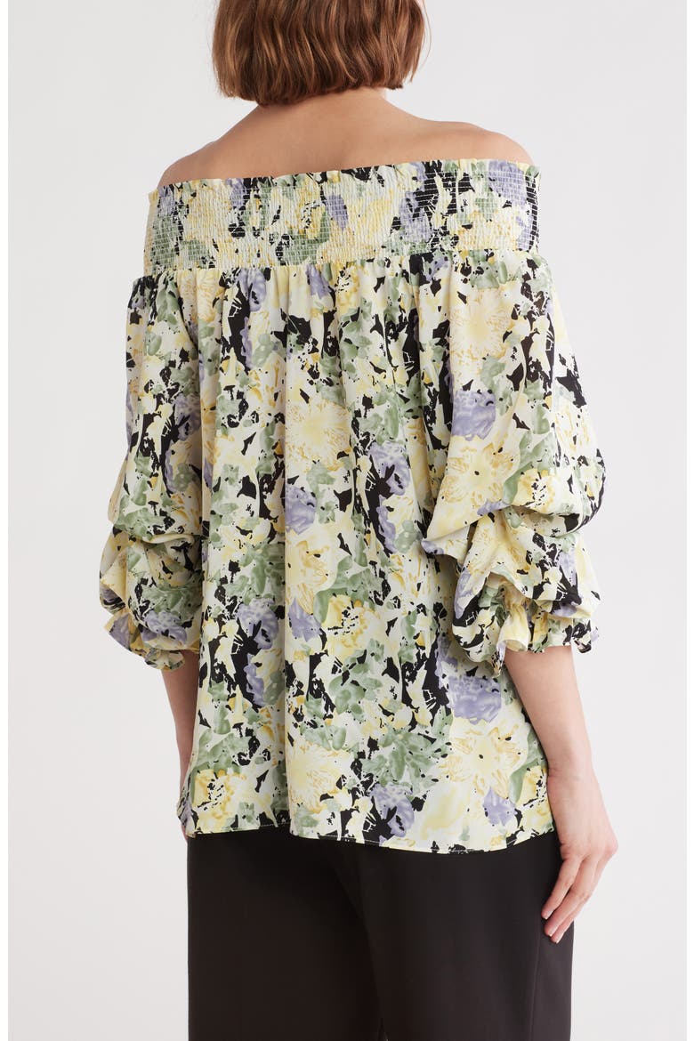 Floral Print Off the Shoulder Top, Alternate, color, YELLOW