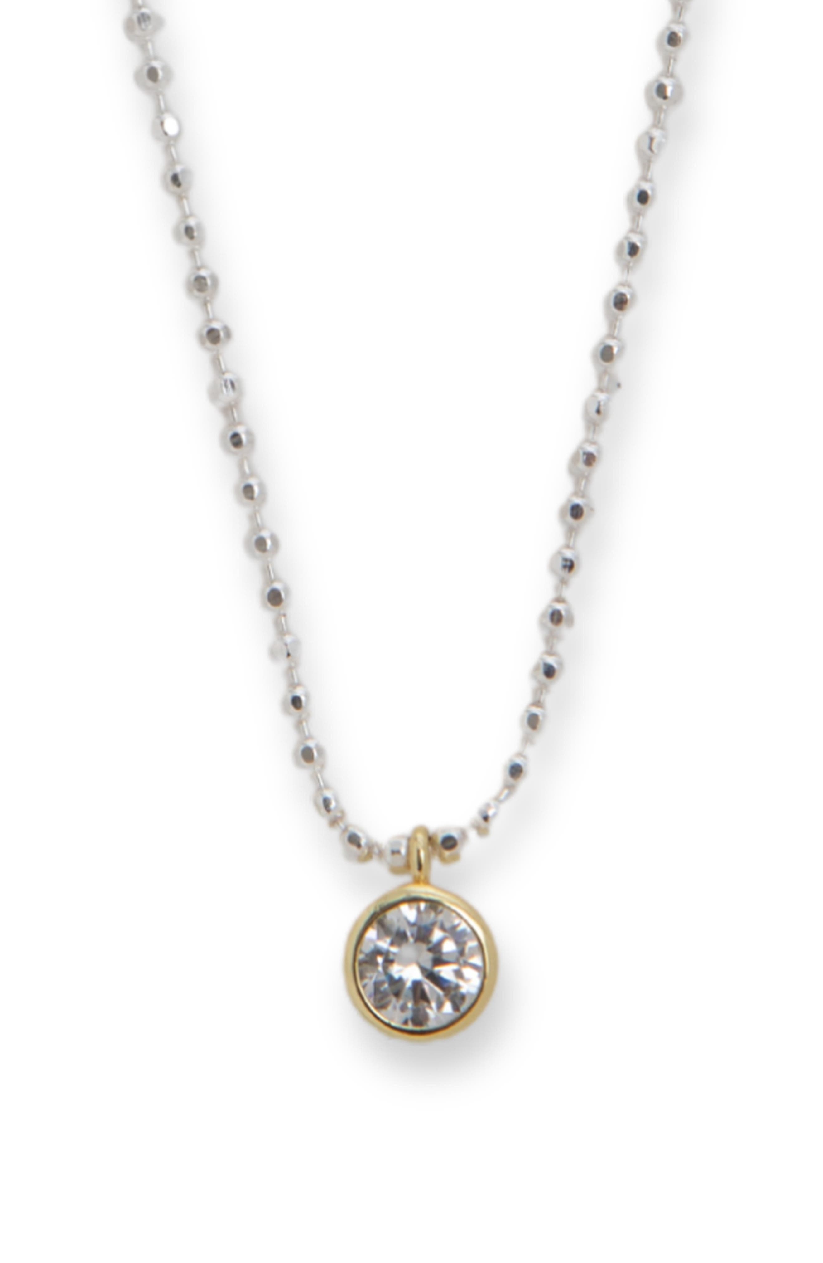 Argento Vivo Sterling Silver Two-Tone Cubic Zirconia Pendant Necklace