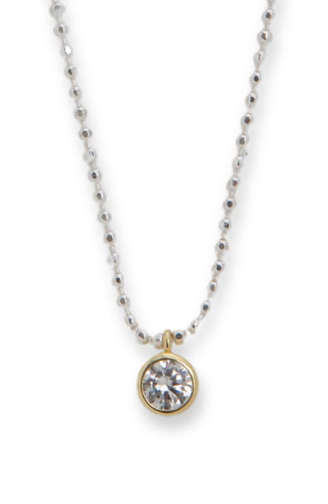 Two-Tone Cubic Zirconia Pendant Necklace