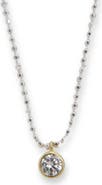Argento Vivo Sterling Silver Two-Tone Cubic Zirconia Pendant Necklace