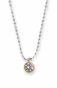 Argento Vivo Sterling Silver Two-Tone Cubic Zirconia Pendant Necklace