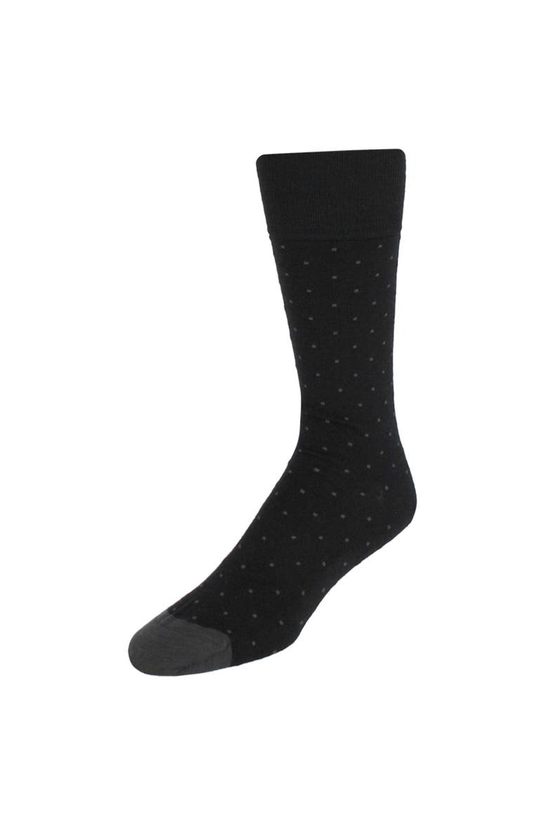 Croix Polka Dot Patterned Mid-Calf Merino Wool Socks, Main, color, Black with Charcoal Dots