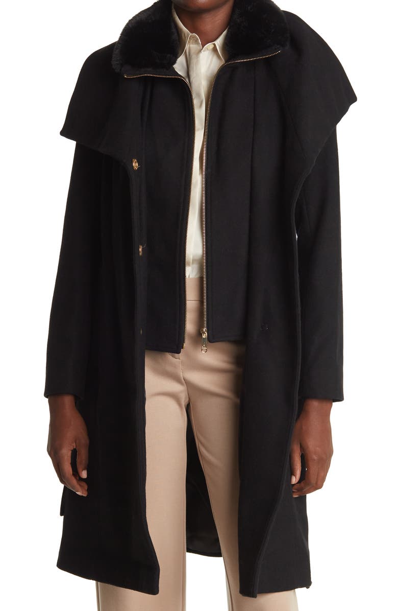 Sam Edelman Faux Fur Belted Coat, Main, color, 