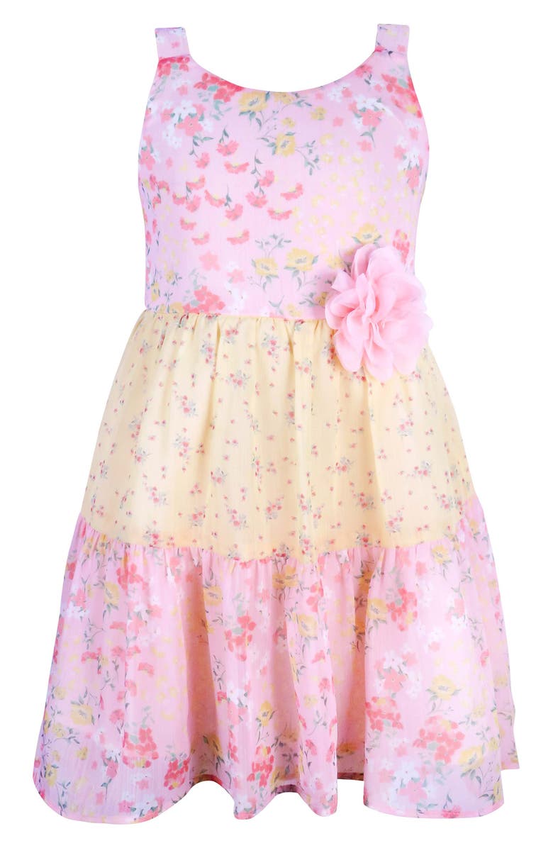 Zunie Kids' Floral Chiffon Tiered Dress, Main, color, 