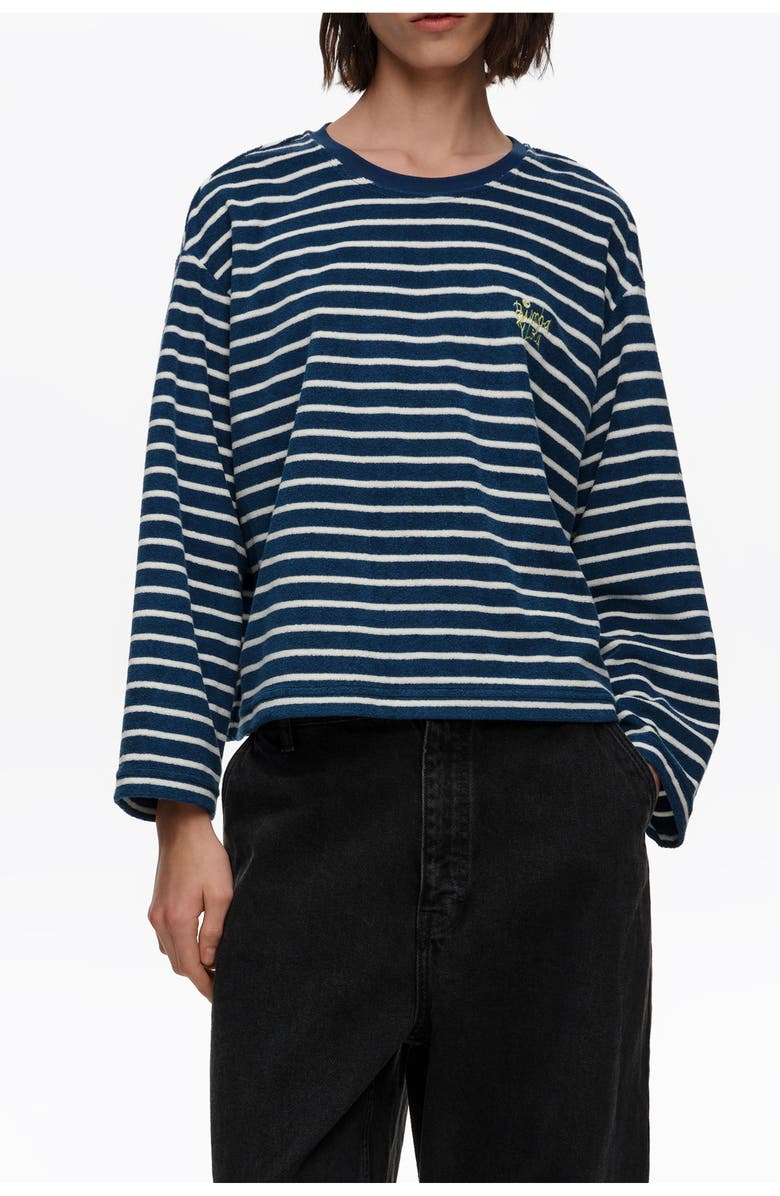 Bimba y Lola Striped Towel Long Sleeve T-Shirt, Main, color, Navy