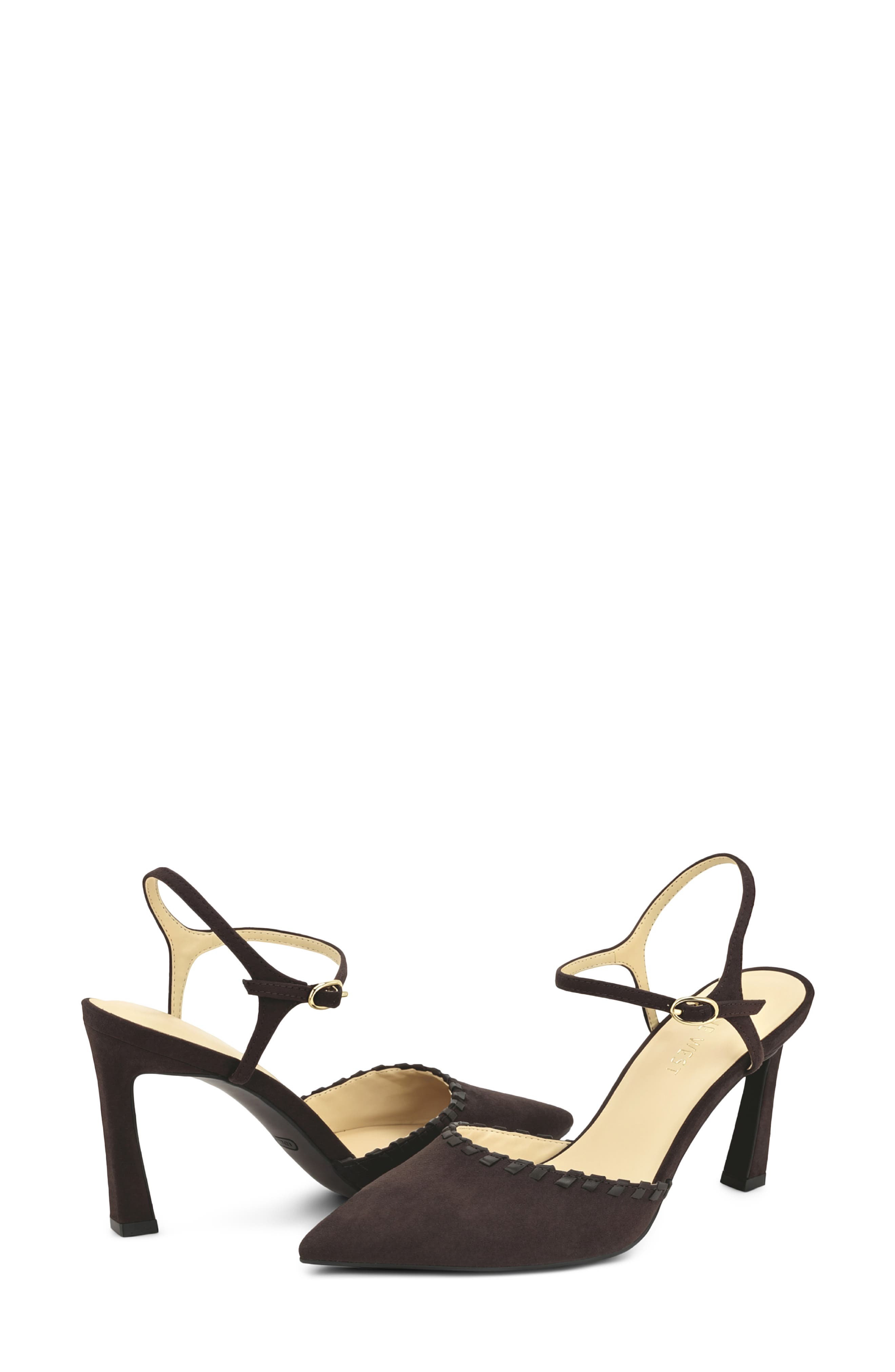 Dezo Faux Suede Pointed Toe Slingback Pump, Alternate, color, DARK BROWN