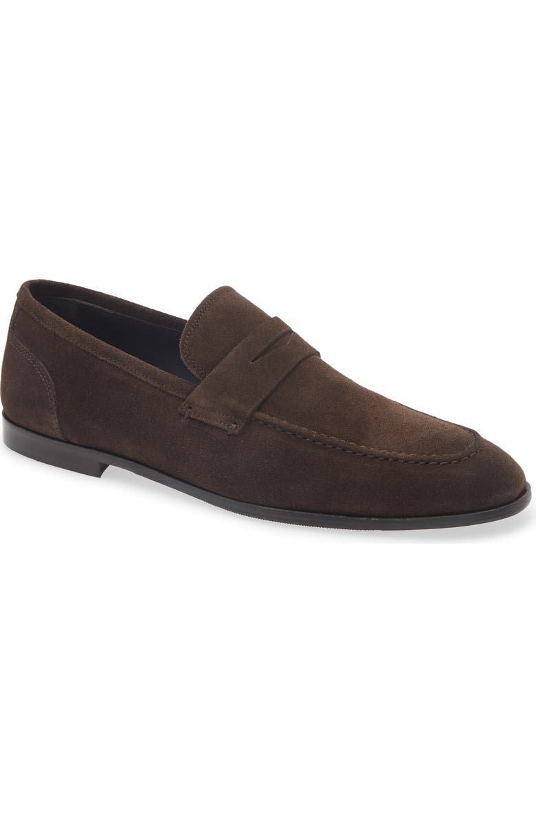 TO BOOT NEW YORK Patrick Suede Penny Loafer, Main, color, Maestro Caffe