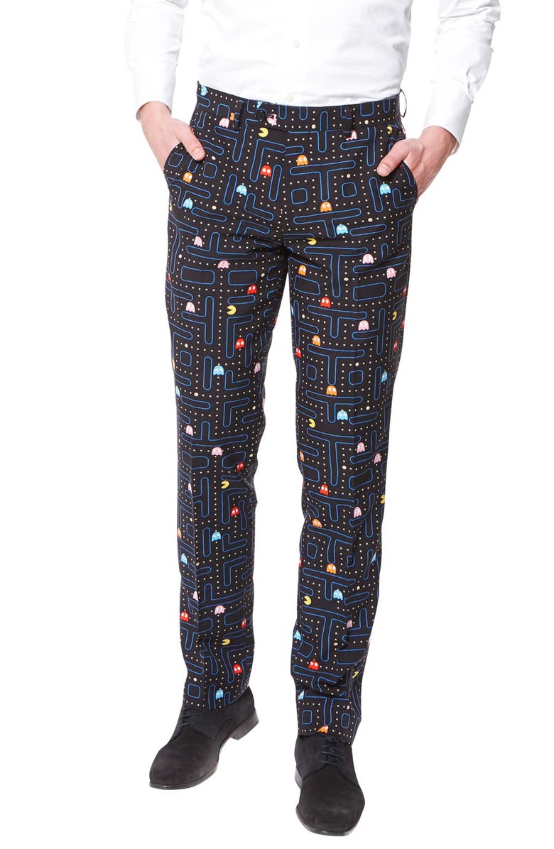 OppoSuits 'Pac-Man<sup>™</sup>' Trim Fit Two-Piece Suit with Tie, Alternate, color, Black