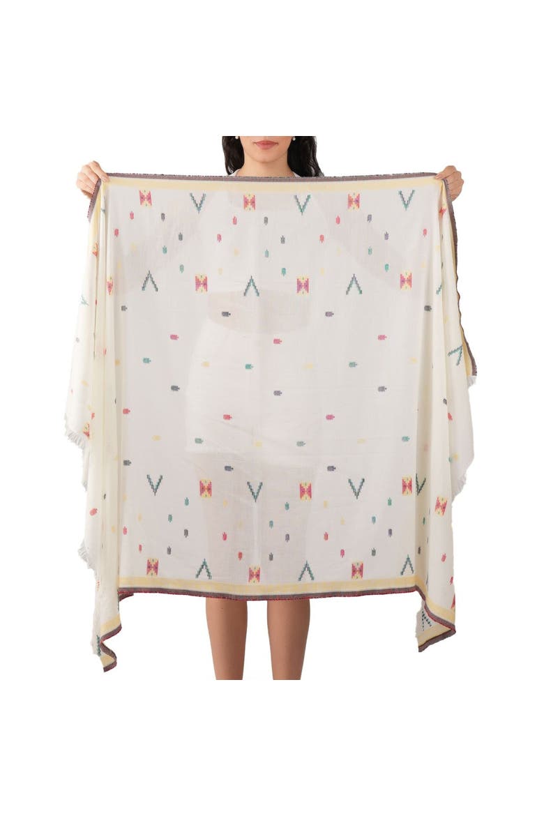 Pixel Woven Cotton Scarf, Alternate, color, Ivory