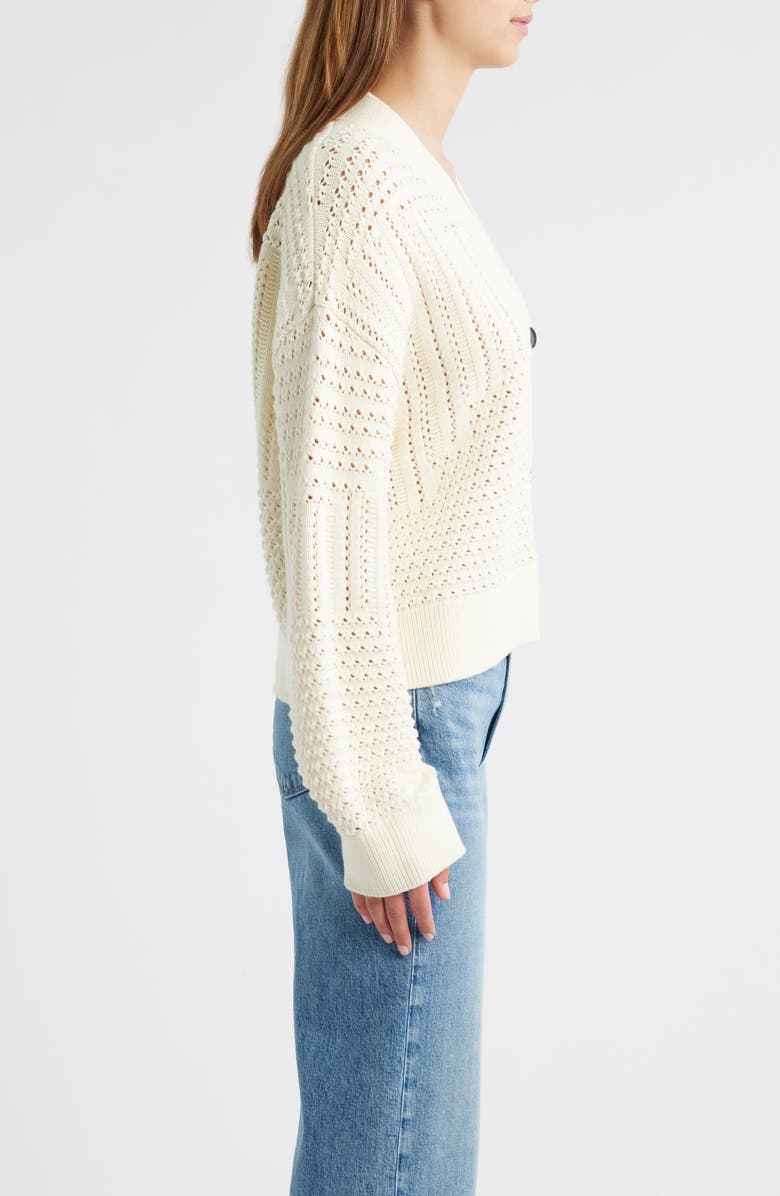 Rails Geneva Cotton Cardigan, Alternate, color, Ivory Patchwork Pointelle