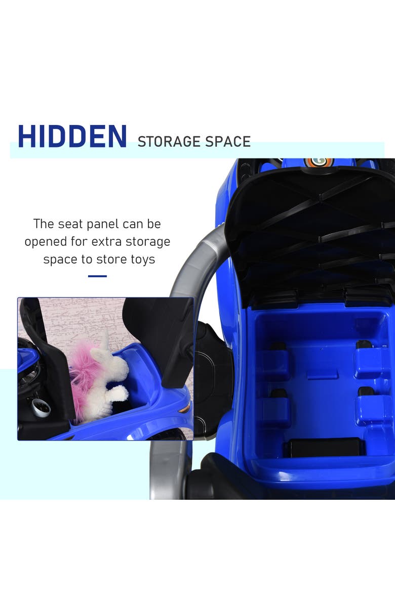 Aosom 3-in-1 Kids Push Car with Horn, Music, Light, Alternate, color, Blue