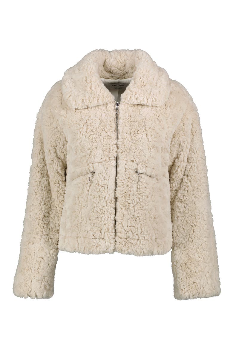 Serena Faux Fur Jacket, Main, color, BONE