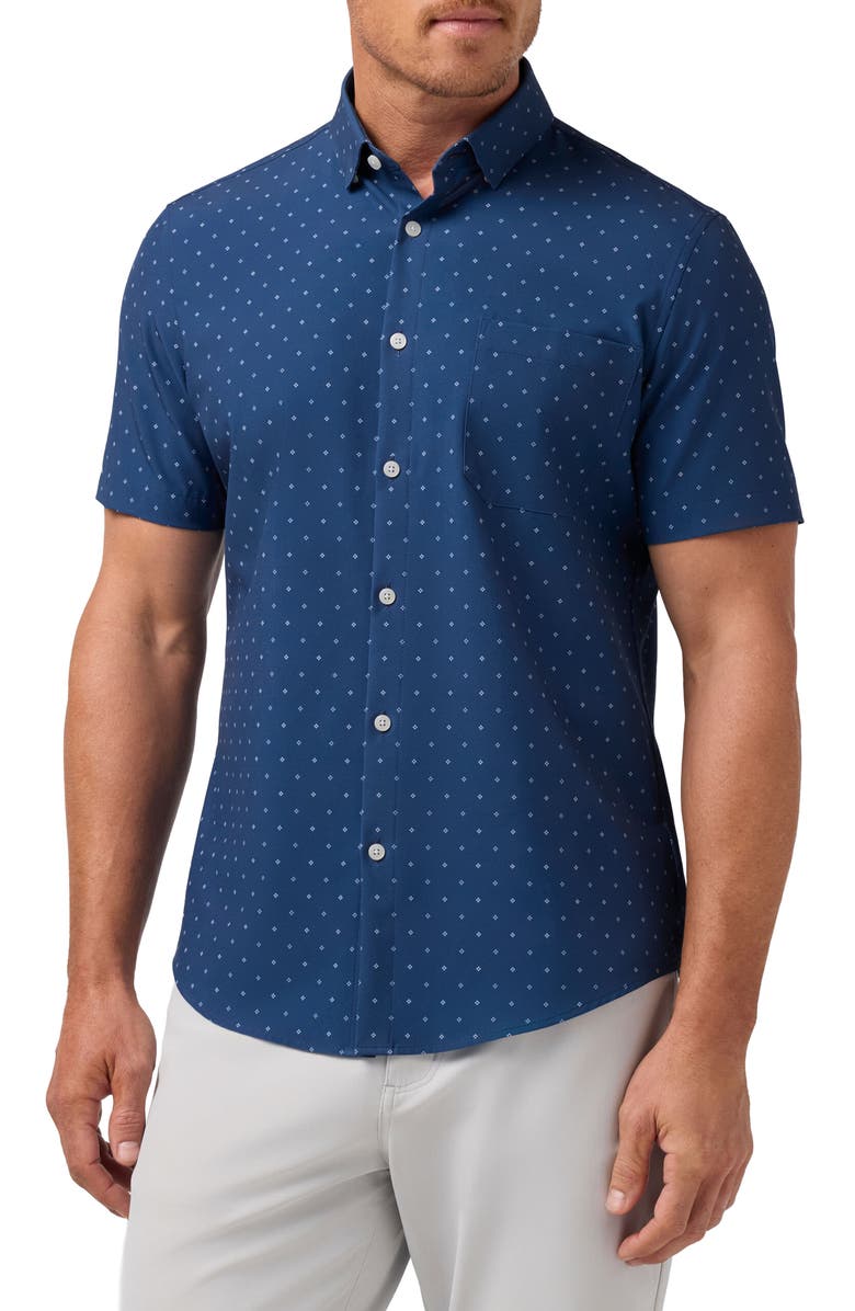 Mizzen+Main Leeward Trim Fit Short Sleeve Performance Button-Up Shirt, Main, color, 