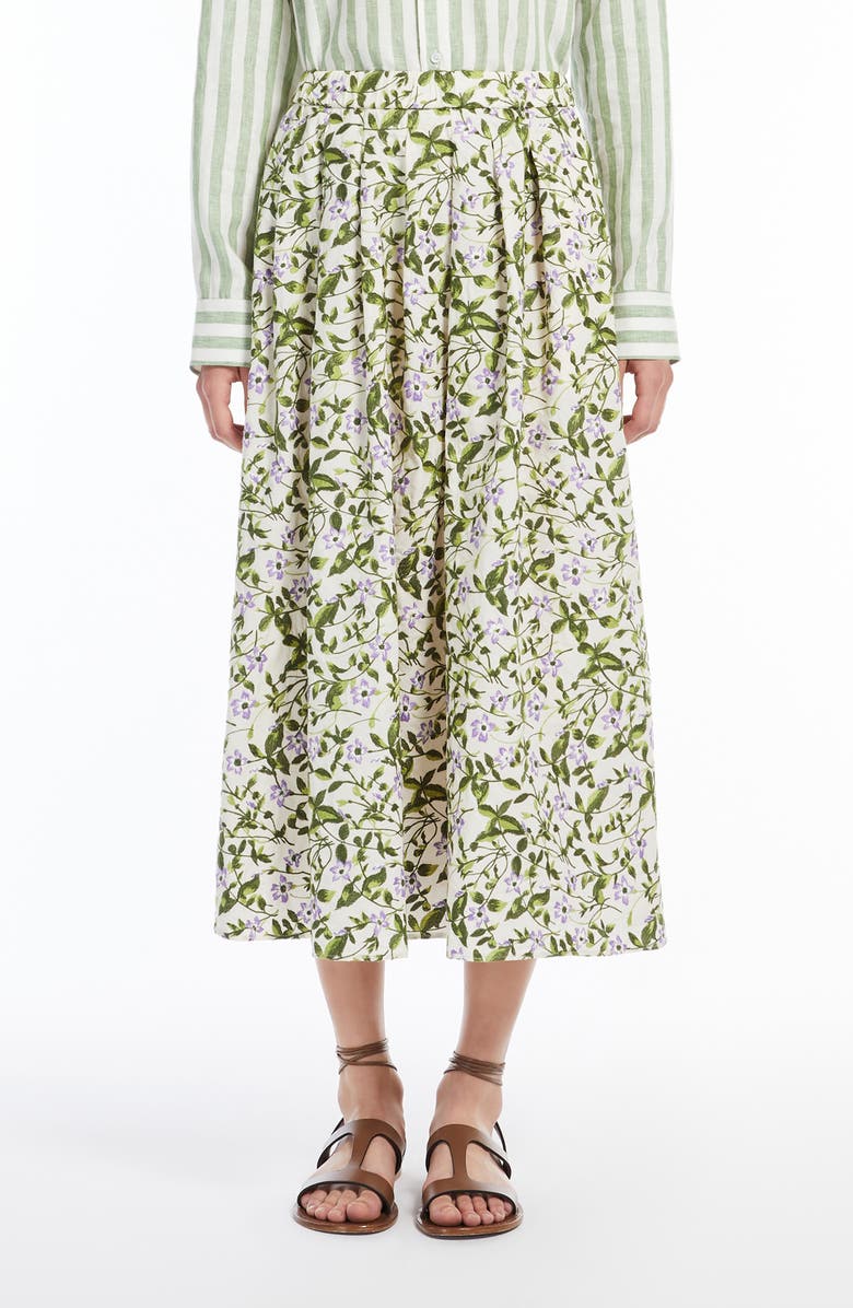 Weekend Max Mara Orme Pleated Maxi Skirt, Main, color, Ecru