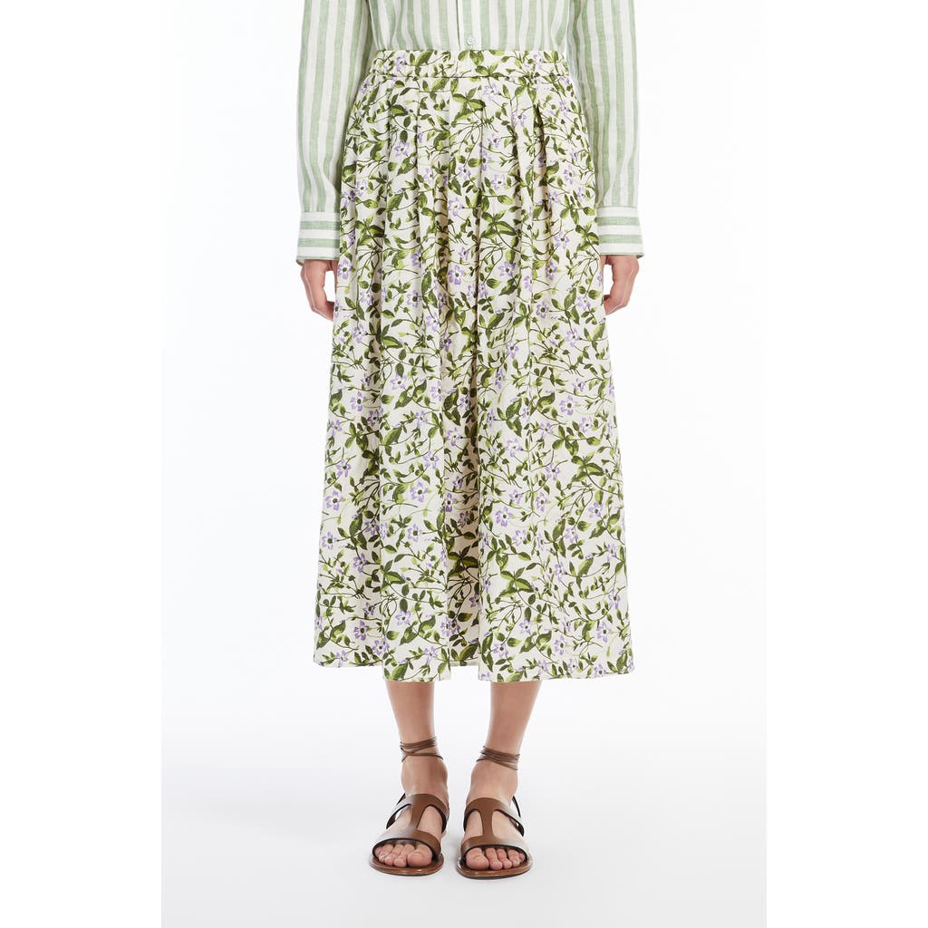 Weekend Max Mara Orme Embroidered Poplin Midi Skirt In Ecru
