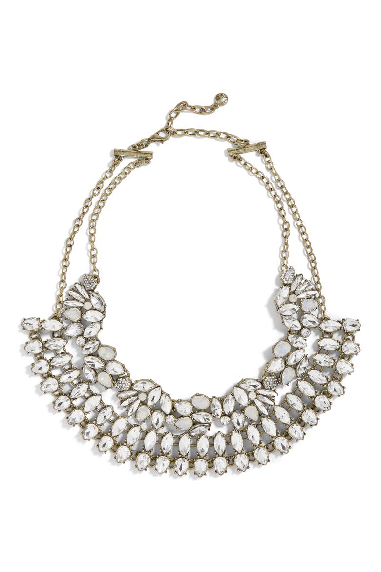 Evangeline Crystal Statement Necklace, Main, color, SILVER