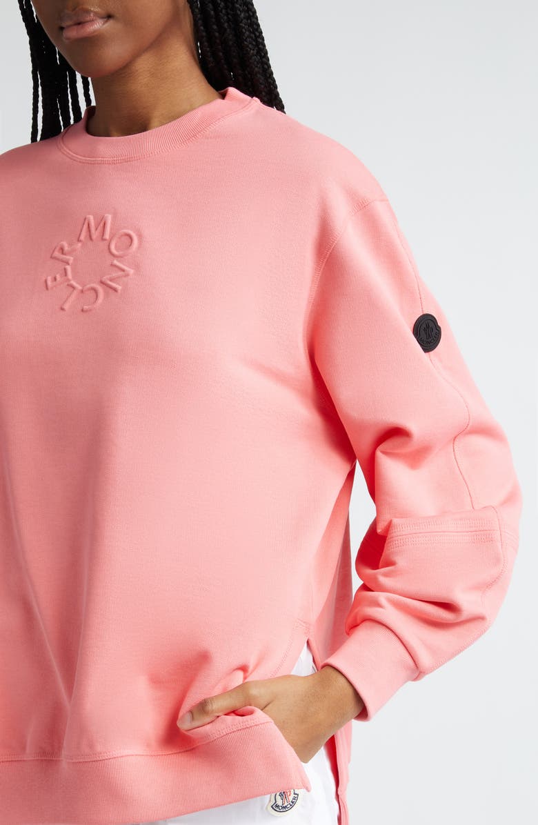 Moncler Embossed Logo Crewneck Sweatshirt, Alternate, color,