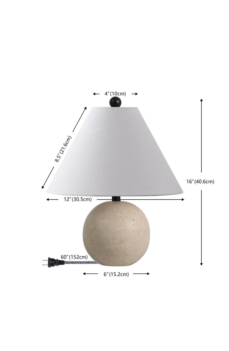 JONATHAN Y Liza 16" Modern Minimalist Travertine Globe LED Table Lamp, Alternate, color, Beige/Black