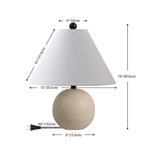 Jonathan Y Liza 16" Modern Minimalist Travertine Globe Led Table Lamp In White