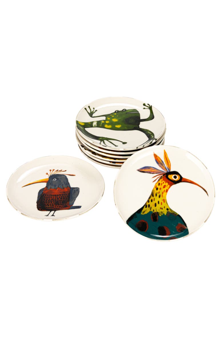 Storied Home Plate Set with Animal Designs, Main, color, White