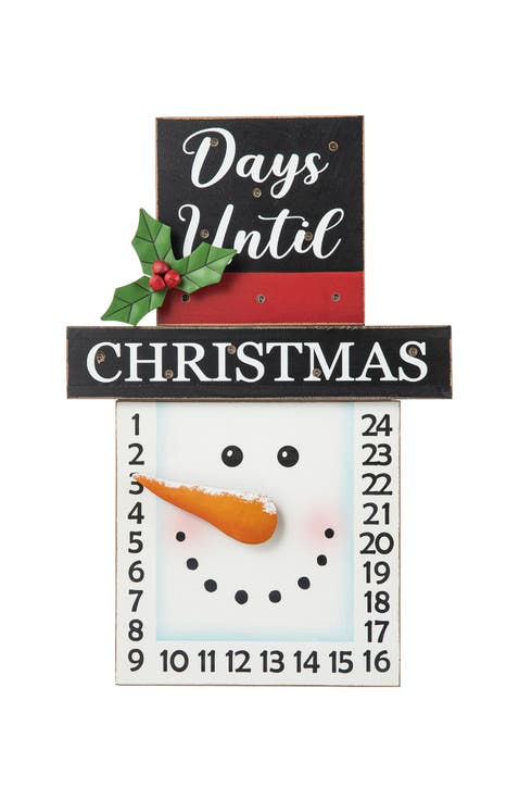 15"H Lighted Wooden Christmas Snowman Advent Countdown Calendar