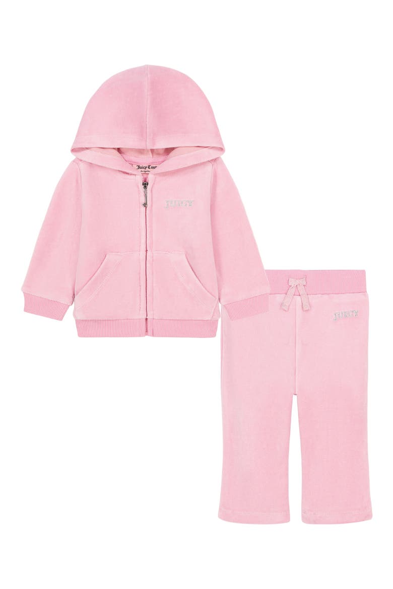 Kids' Velour Hoodie & Joggers 2-Piece Set, Main, color, PINK