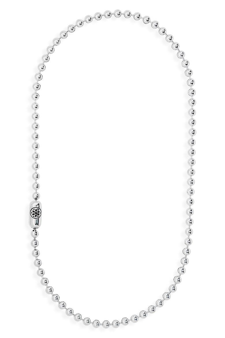 Men's Rosette B Poplock Necklace, Main, color, STERLING SILVER