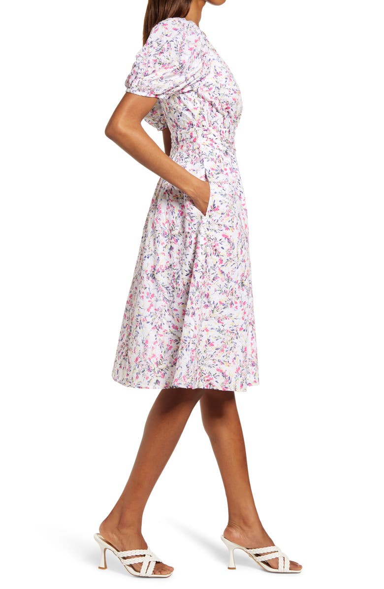 French Connection Flores Puff Sleeve Dress, Alternate, color, 