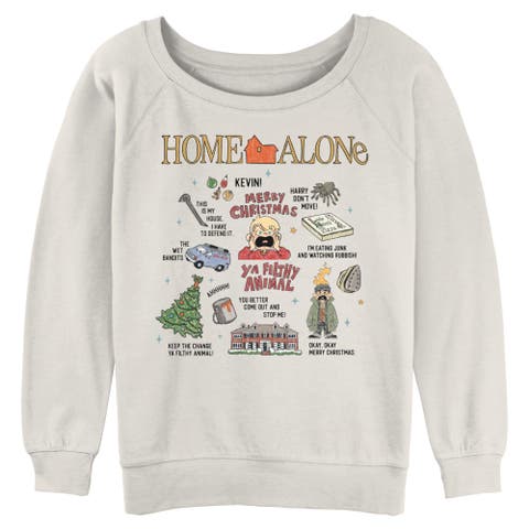 Junior's Kevin Alone Drawing Medley Raglan Sweatshirt